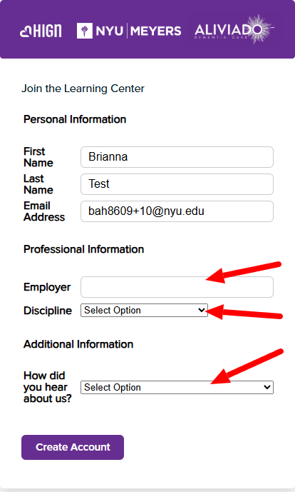 Step 3: Create your Account